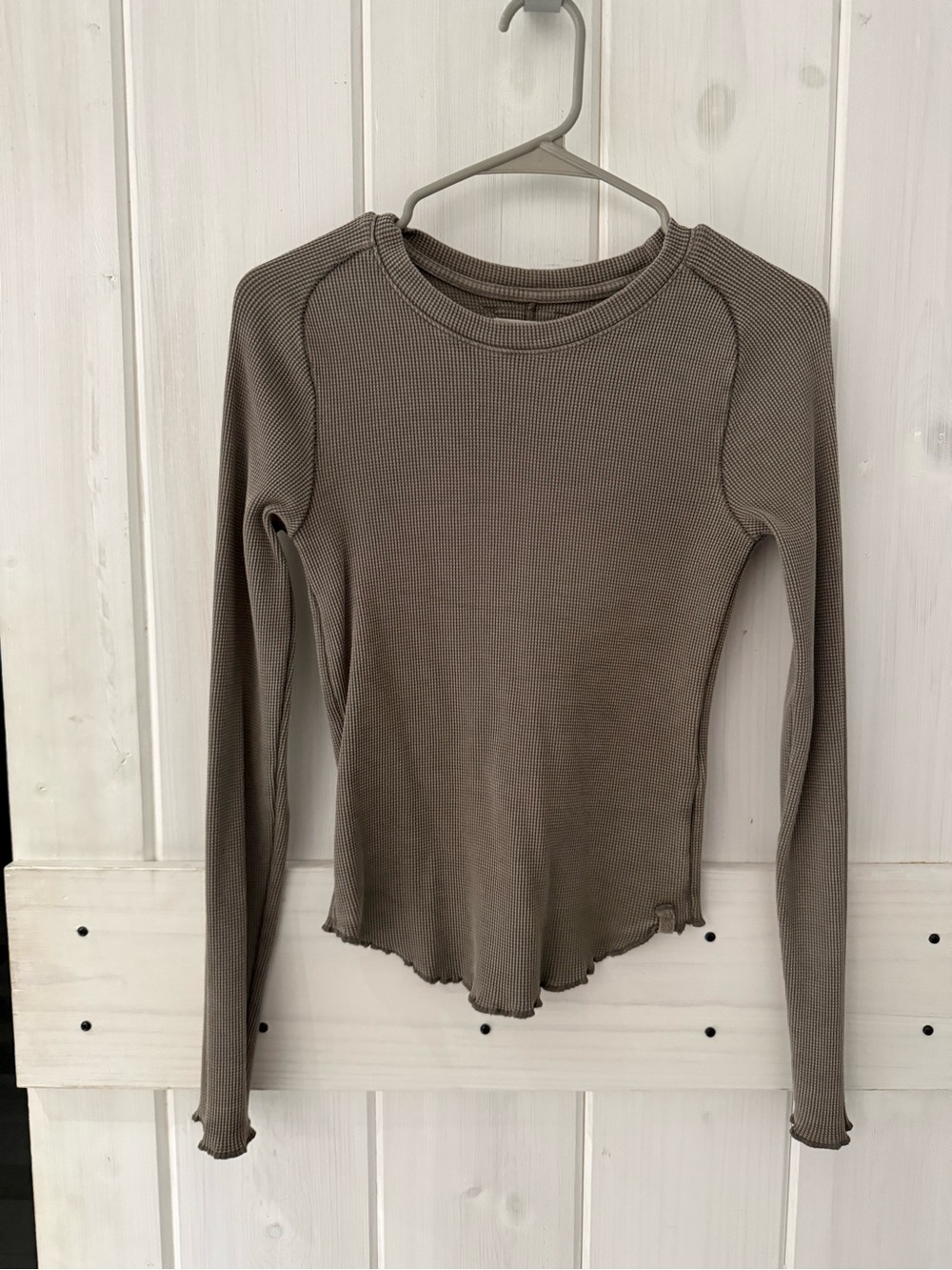 Free People- Long Sleeve Waffle Knit Top